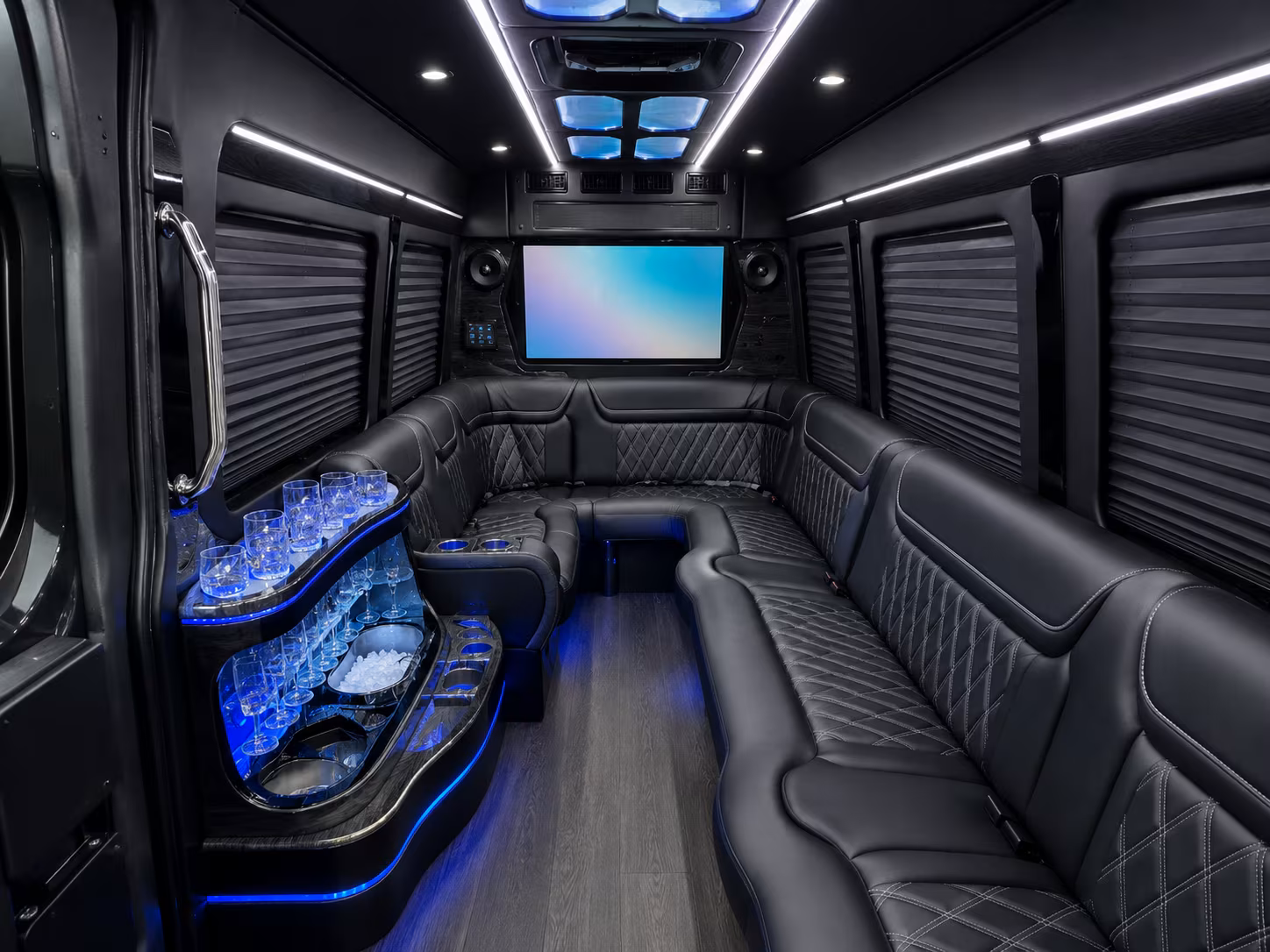 waco 50 passenger party bus inside
